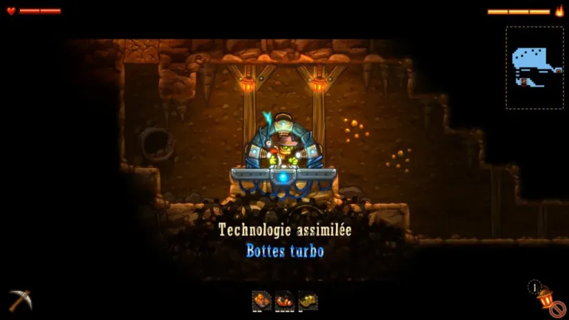 Image du jeu SteamWorld Dig sur Nintendo Switch : obtention d'une amélioration