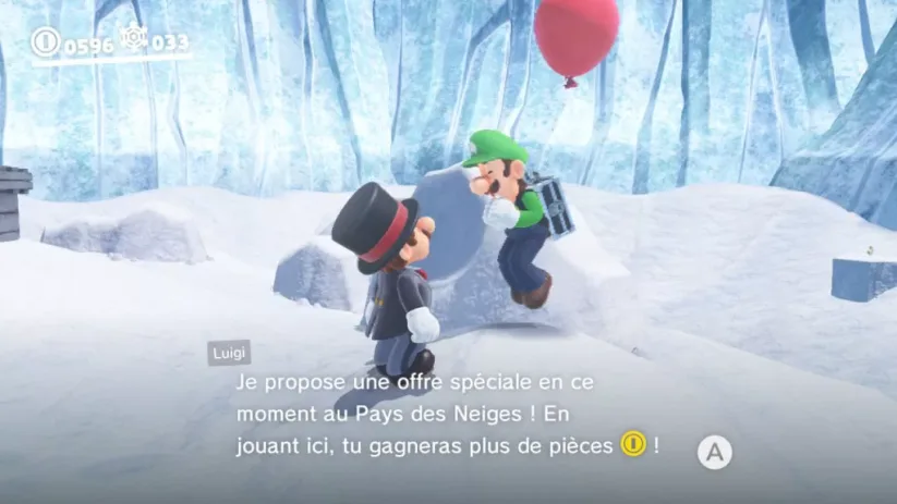 Jeu Super Mario Odyssey sur Nintendo Switch : bonus de pièces de la chasse aux ballons