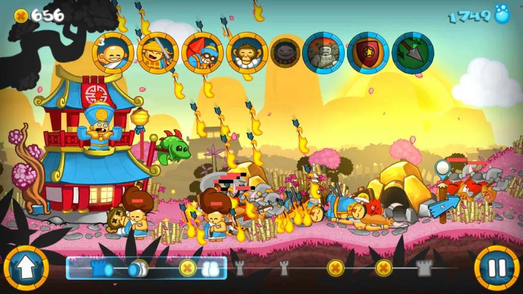 Jeu Swords & Soldiers sur Nintendo Switch : attaque de flèches enflammées