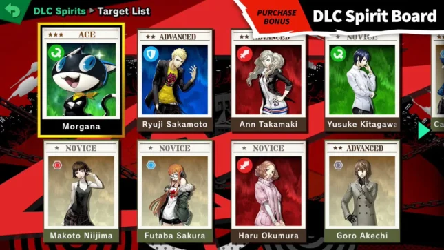 Le tableau des esprits Persona