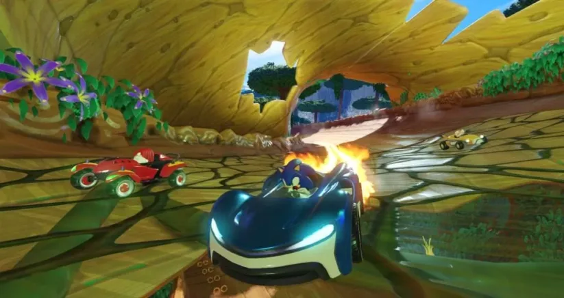 Screenshot du jeu Team Sonic Racing sur Nintendo Switch : boost de Sonic