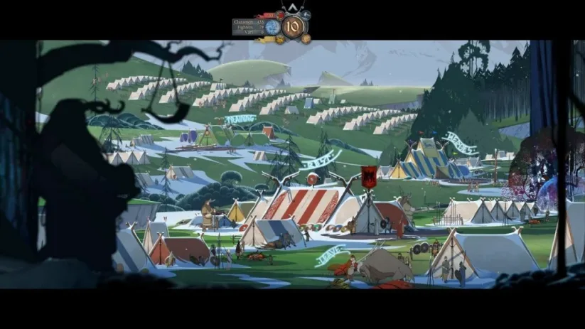 Jeu The Banner Saga sur Nintendo Switch : aperçu du campement
