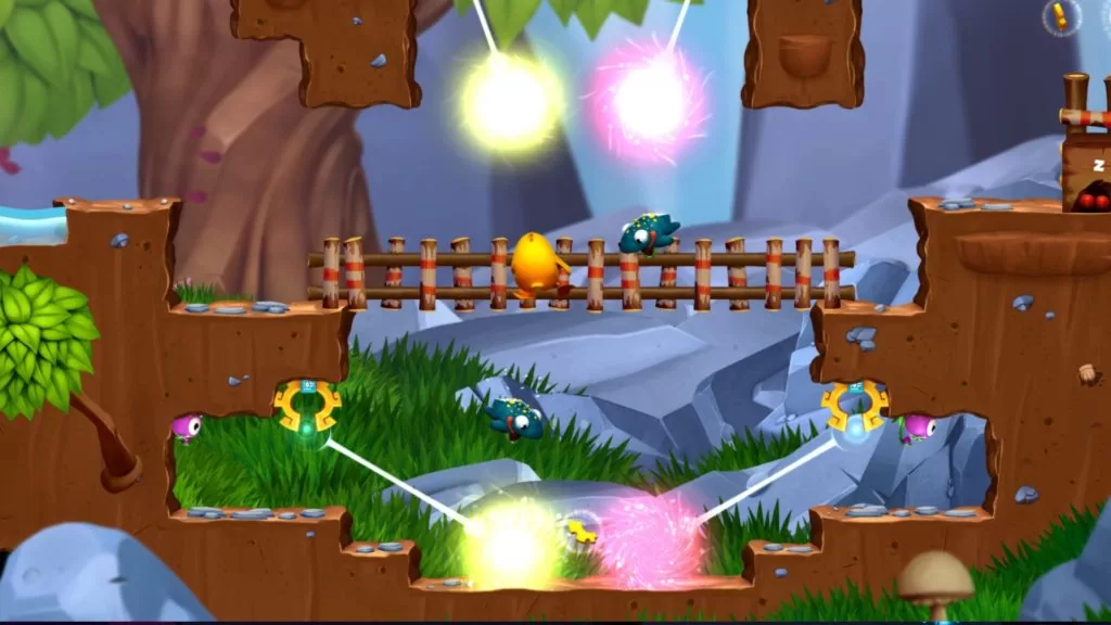 Image du jeu Toki Tori 2 sur Nintendo Switch : lasers et ennemis
