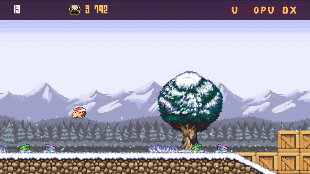 Jeu Turbo Pug DX sur Nintendo Switch : Niveau hivernal