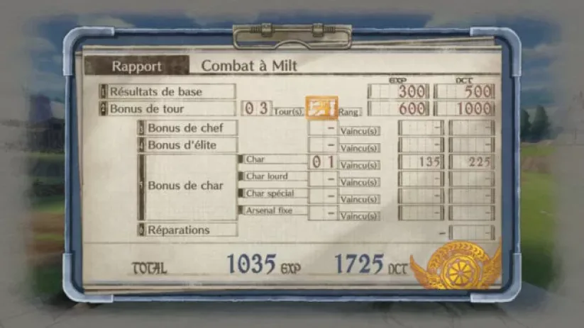Jeu Valkyria Chronicles 4 sur Nintendo Switch : résultat d'après bataille