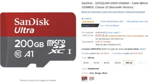 [Vente Flash] 35€20 pour la carte micro SDXC 200Go SanDisk Ultra