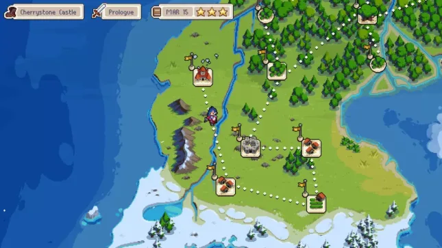 Jeu Wargroove sur Nintendo Switch : menu de progression