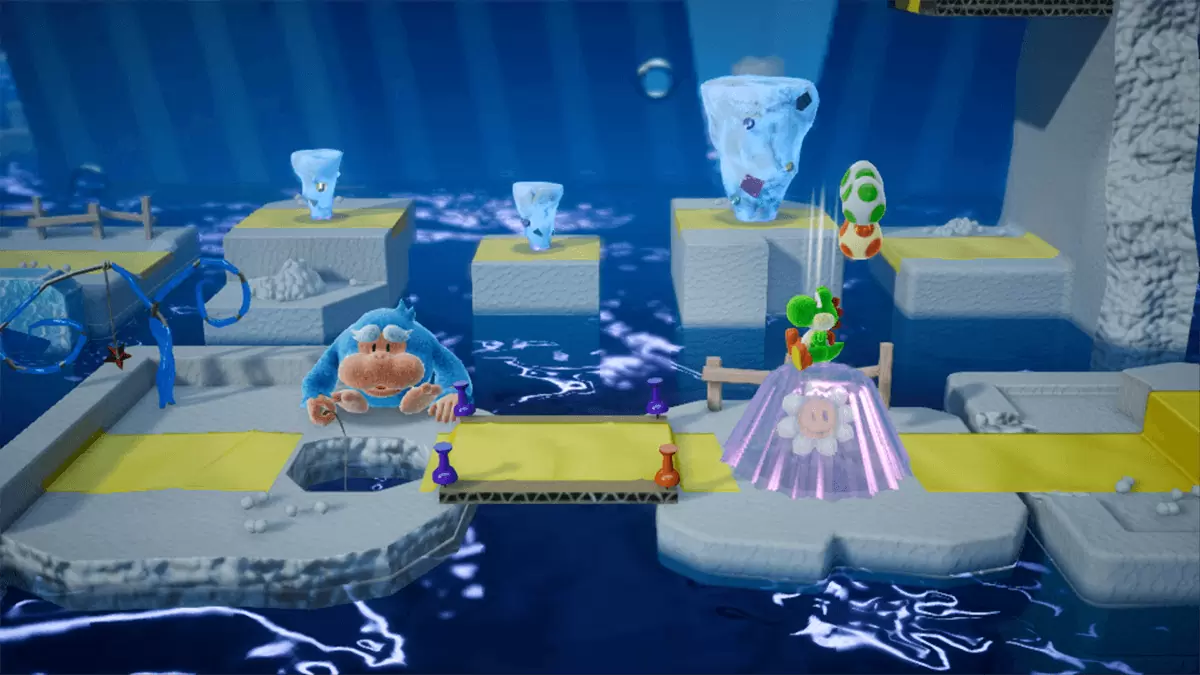 Jeu Yoshi's Crafted World sur Nintendo Switch : charge au sol