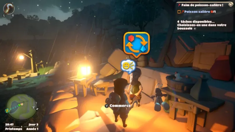 Jeu Yonder The Cloud Catcher Chronicles sur Nintendo Switch : Vous n'avez pas d'argent à récolter. Le commerce marche sur le principe du troc.